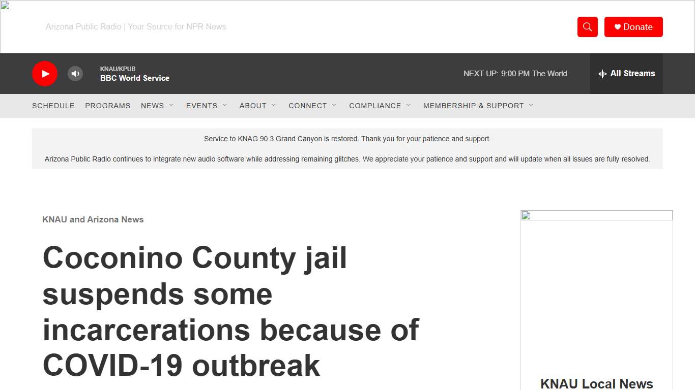 Coconino County jail suspends some incarcerations because of COVID-19 outbreak