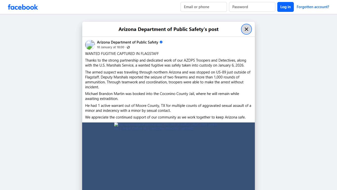 WANTED FUGITIVE... - Arizona Department of Public Safety Facebook