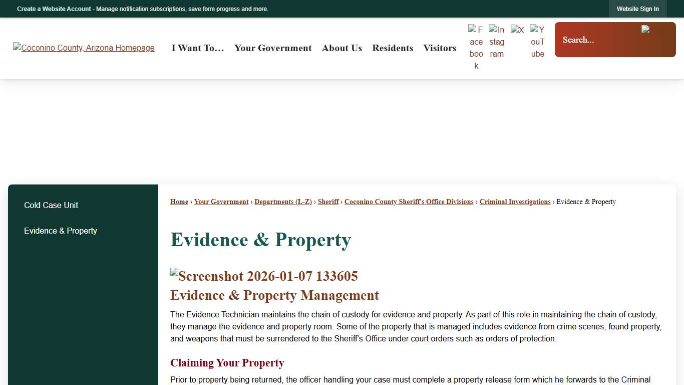 Evidence & Property Coconino